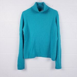 Olivia & Grace Cashmere Turtleneck Sweater Long Sleeve Teal Blue Womens Size XL